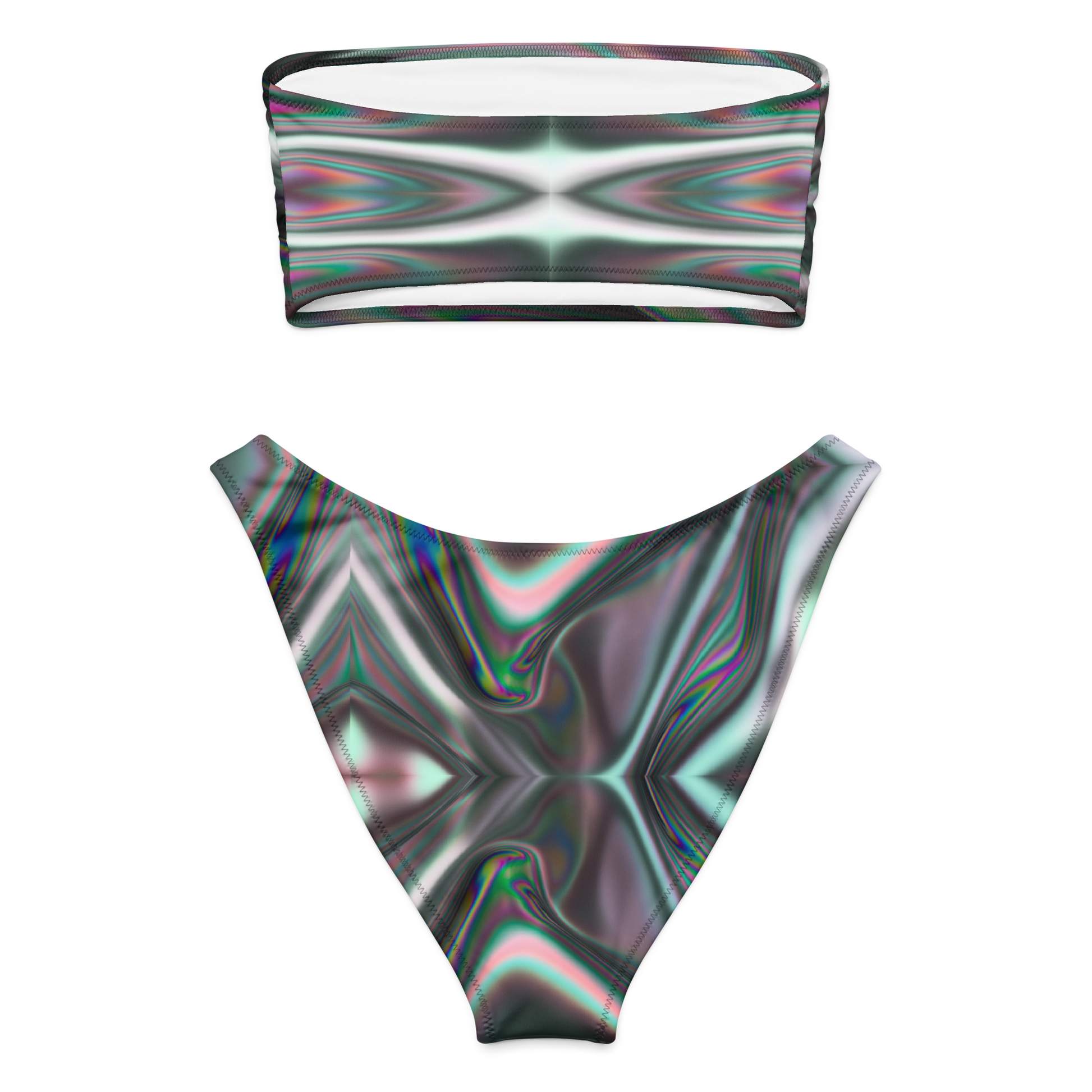 High-leg bikini bottoms with cheeky fit in smoky black swirl pattern – Liquid Smoke set
