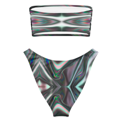 High-leg bikini bottoms with cheeky fit in smoky black swirl pattern – Liquid Smoke set