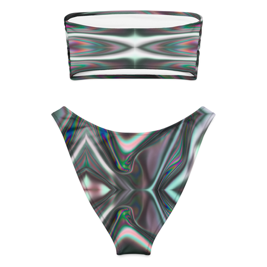 High-leg bikini bottoms with cheeky fit in smoky black swirl pattern – Liquid Smoke set