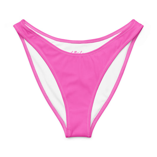 Hot pink v-cut high-leg bikini bottoms – front view on white background