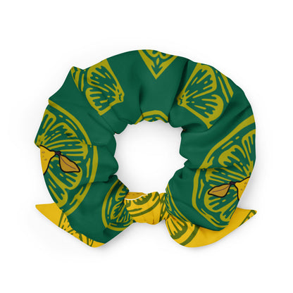 LillieLux Lemon-lime scrunchie, back, white background 