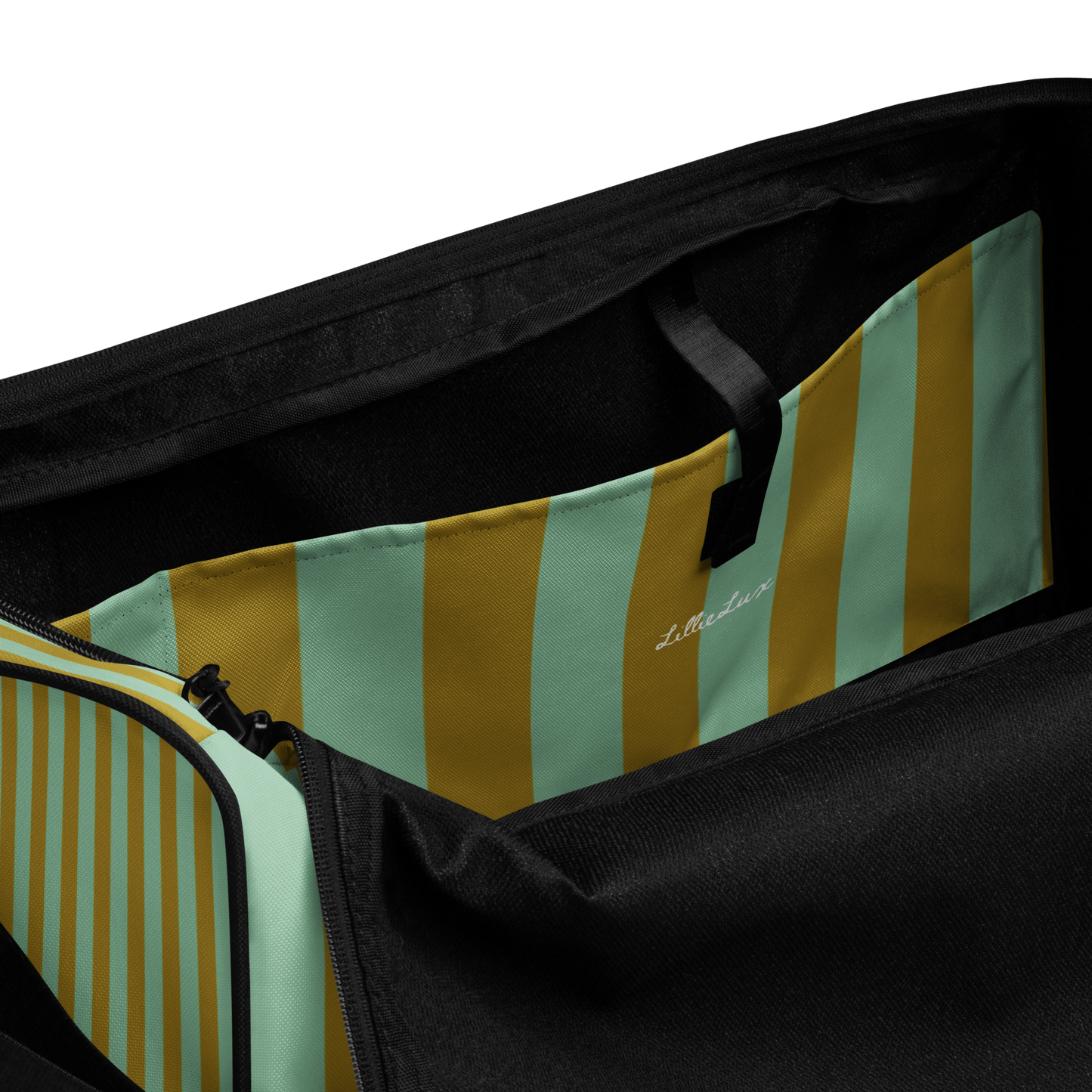 Palm Tonic interior pocket view, smooth black lining, LillieLux.com